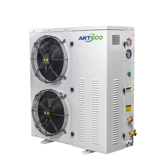 冷たい部屋の貯蔵の冷却装置のためのスクロール圧縮機箱 5HPDouble 2 ファンの空気クーラーの凝縮の単位